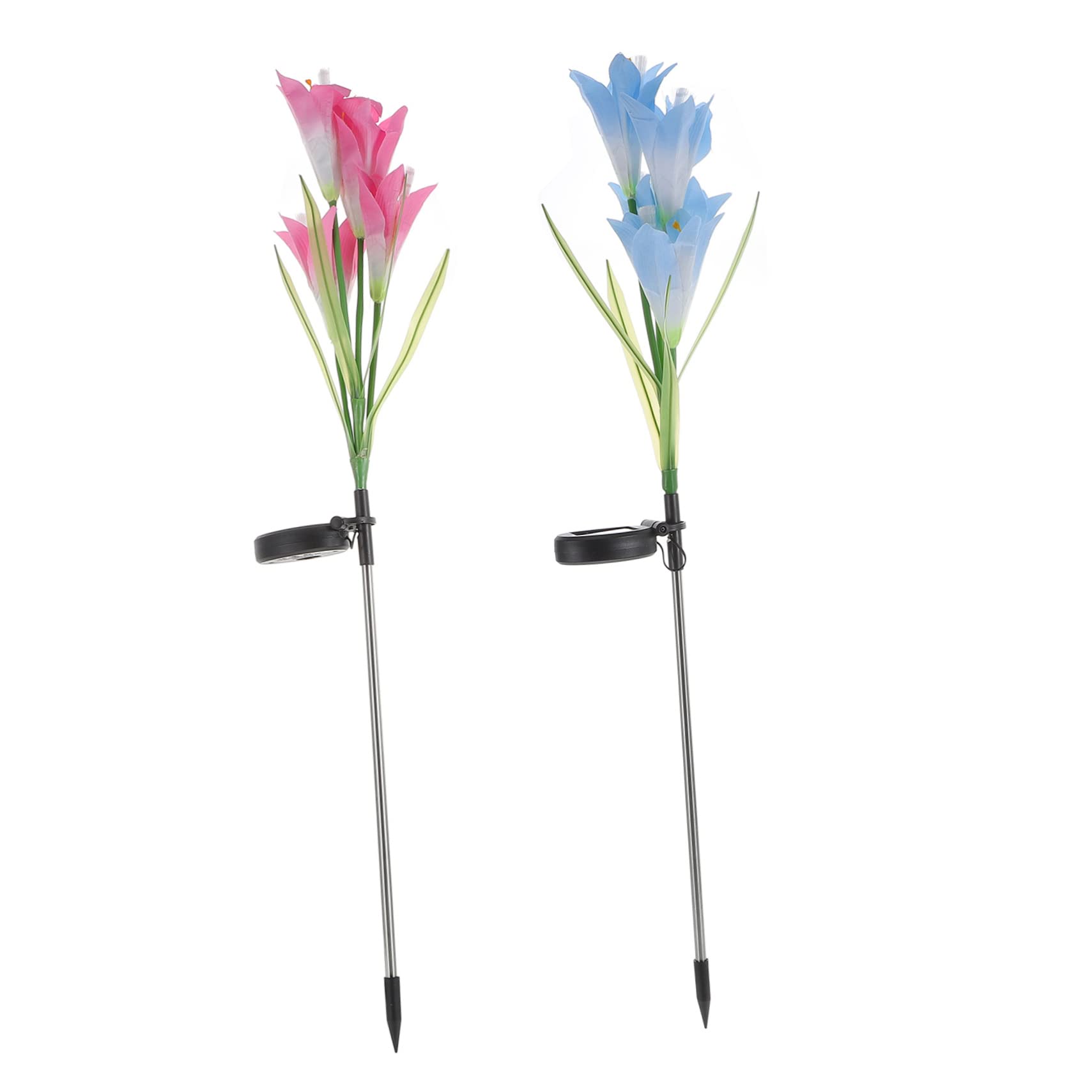 Generic2pcs Fiber Optic Lily Lantern Atmosphere Light Garden Decoration Solar Light Solar Garden Lights Garden Landscape Lamp Garden Decor Light Outdoor Landscape Light Ground Insert Lamp