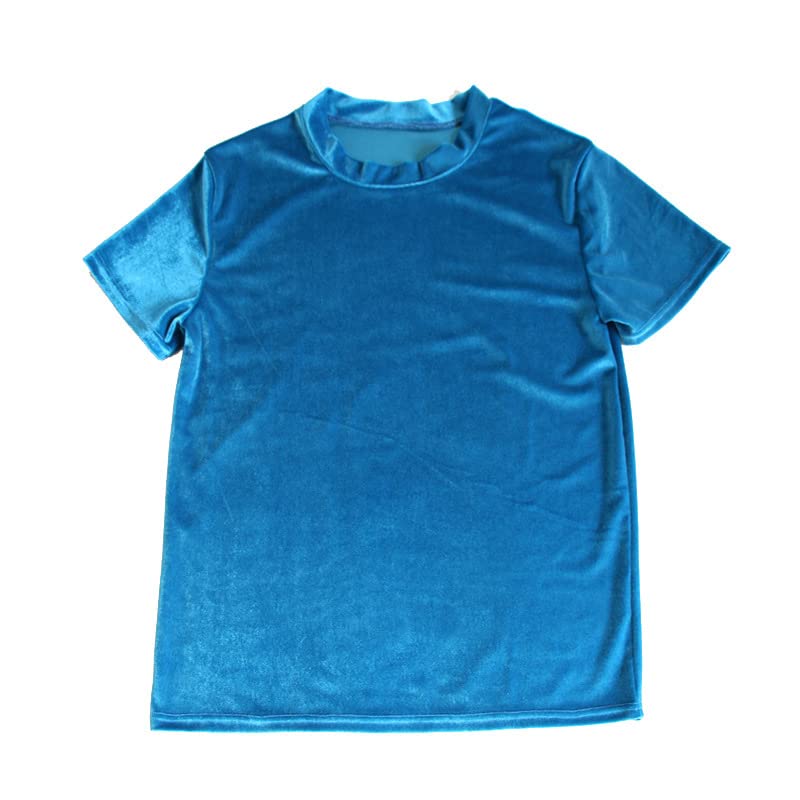 T-shirt bleu en velours homme col rond en taille L pour rompre la monotonie