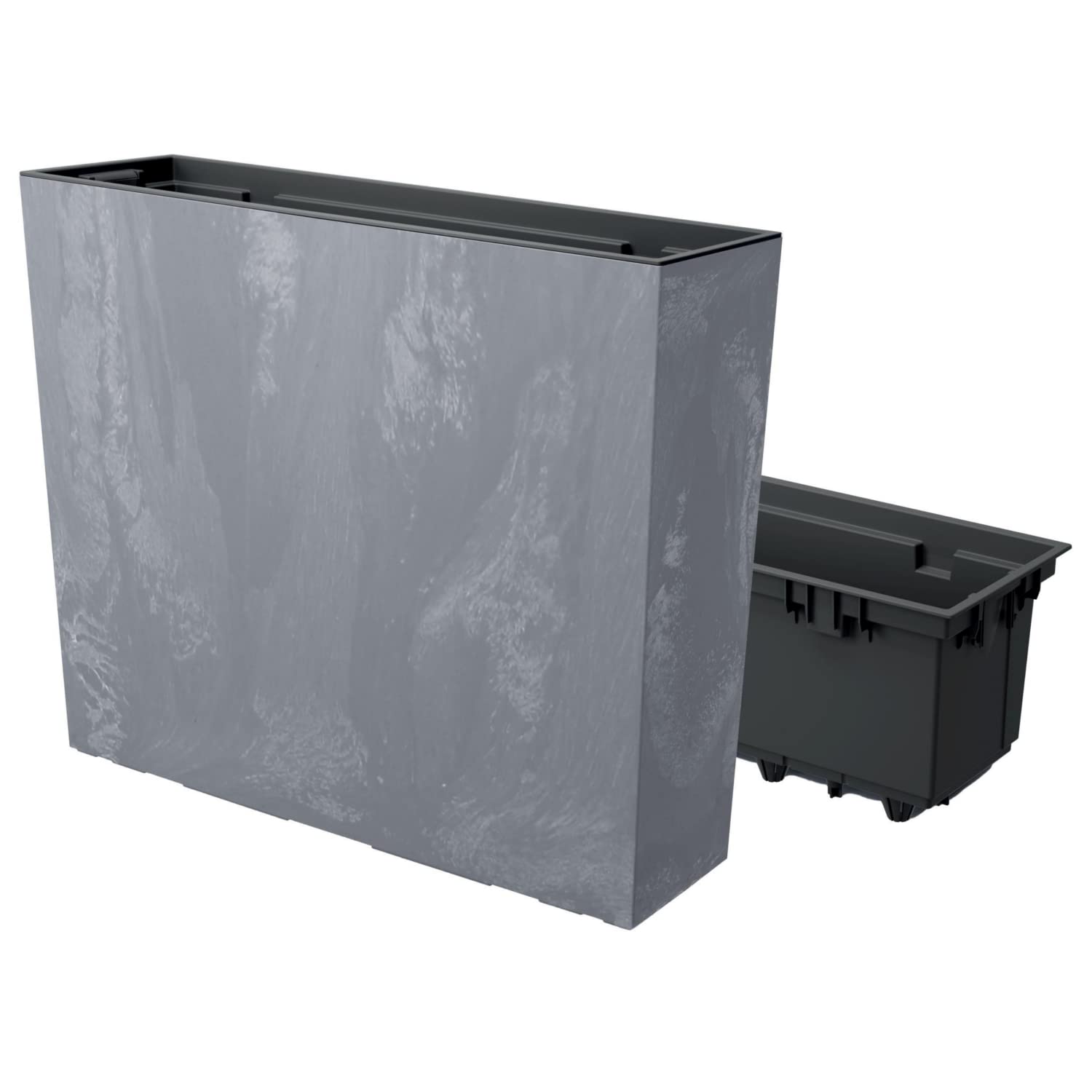 Prosperplast Balcony planter URBI CASE Concrete Effect, with tank, dimensions (mm) 580 x 180 x 498, colour Marengo