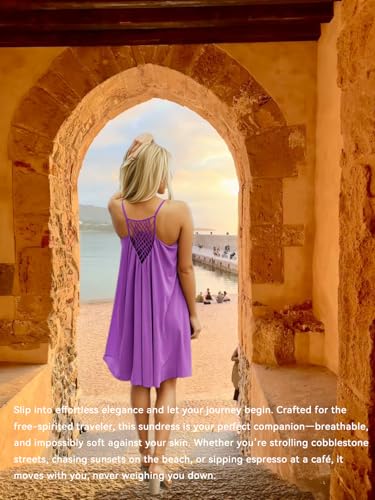 Image of Women's Chiffon Summer Casual Sundress Spaghetti Strap Tank Beach Dresses Bathing Suit Coverup