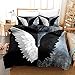Podwójna pościel zestaw pościeli czarny biały skrzydła anioła zestawy poszewek na kołdrę podwójny zestaw pościeli poliester miękki przytulny zawiera 20 x 190 cm poszewki na kołdrę i 2 poszewki na poduszki 40 x 70 cm