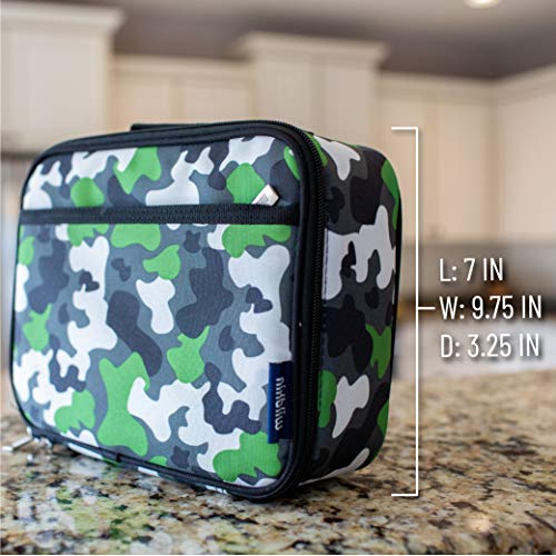 Wildkin Kids Insulated Lunch Box Bag For Boys & Girls, Reusable Kids Lunch Box Is Perfect For Elementary, Ideal Size For Packing Hot Or Cold Snacks For School & Travel Bento Bags (Green Camo) #TOP4