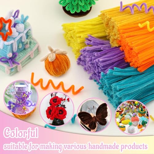 Image of Pipe Cleaners Craft, Pipe Cleaners Chenille Stem Fuzzy Sticks Craft Supplies for flowers making, Home DIY (Red, 200pc)