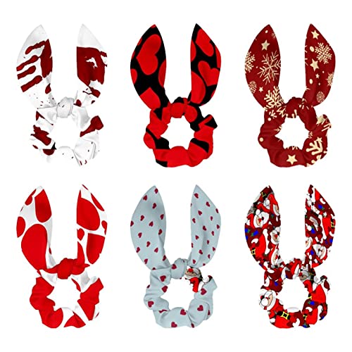 Cadeau de Noël rouge : lot de 6 chouchous pour cheveux avec nœud papillon pour faire plaisir