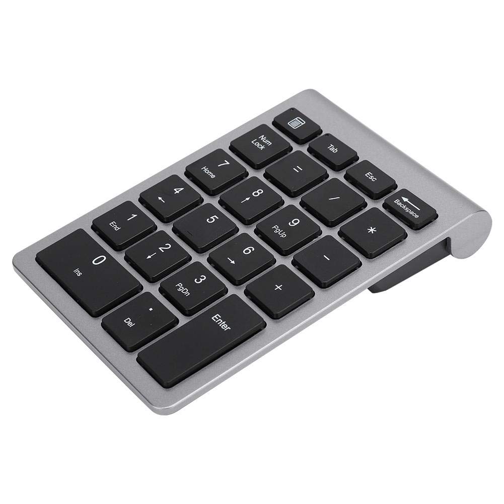 Zunate Tastierino numerico senza fili, tastierino numerico a 22 tasti con ricevitore USB, tastiera portatile da 2,4 g per numeri di contabilità finanziaria, per notebook, laptop (ferro grigio)