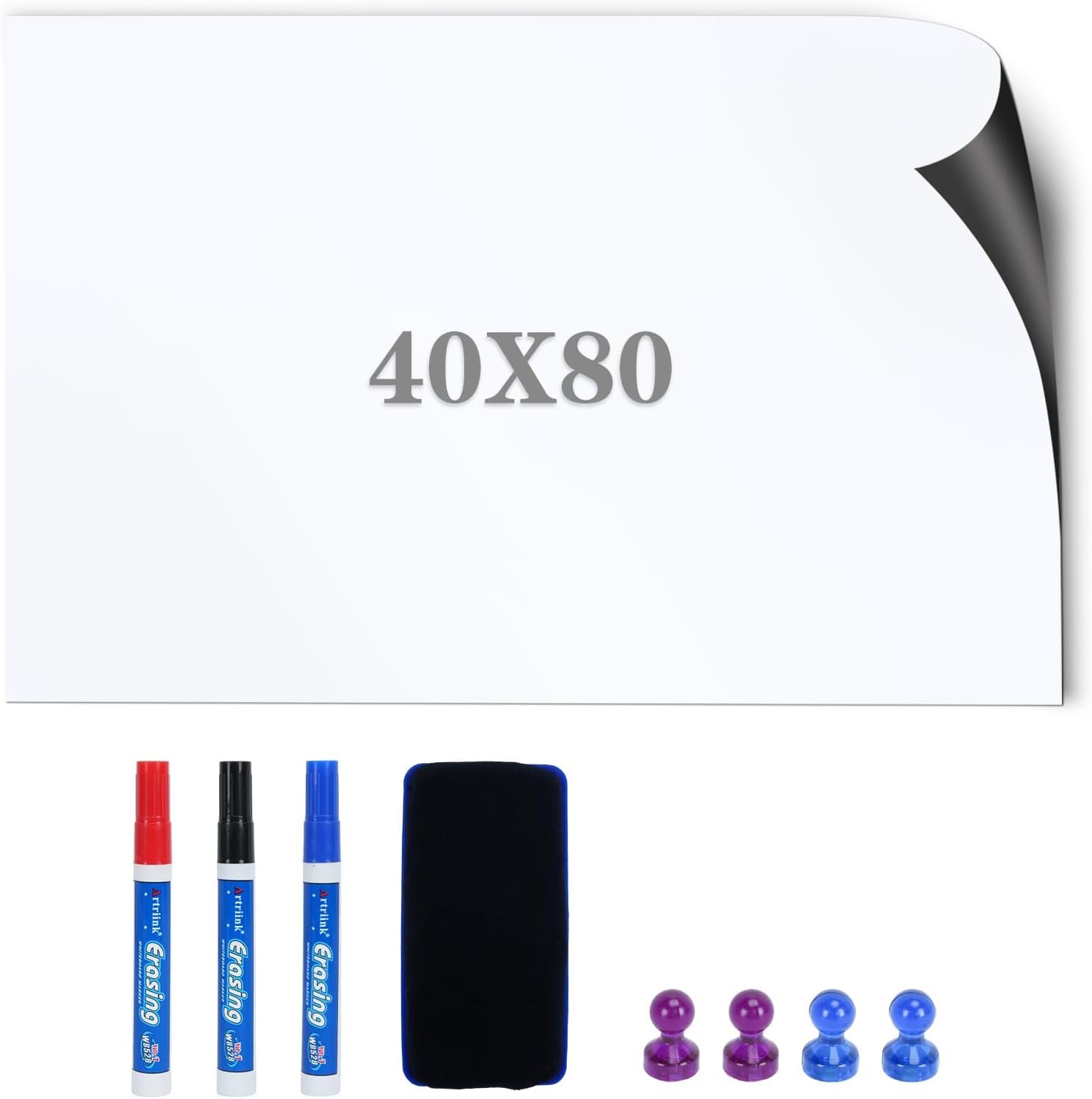 YUDAEE 40 x 80cm Whiteboard for Fridge Dry Wipe Board