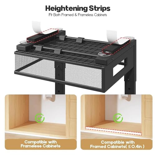 Image of Under Sink Organizer, 2-Tier Dual Pull Out Cabinet Organizer Drawers With Smooth Circular Rail, Large Capacity Metal Mesh Sliding Shelves For Bathroom& Kitchen Storage,Height Adjustable-Black,1 Pack