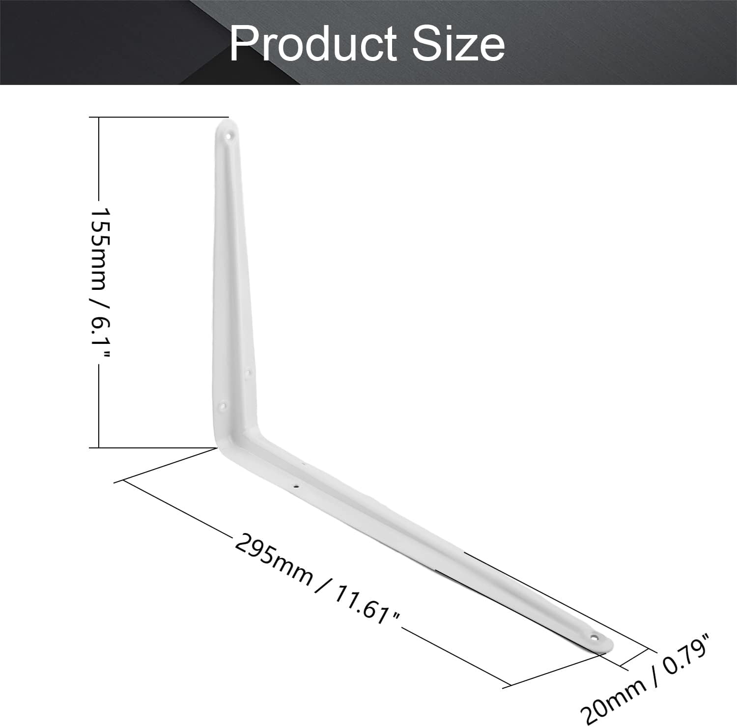 MroMax 12Inch Metal 90 Degree Angle Bracket Shelf, L Shaped, Book Goods Holder Supports, Pack of 4