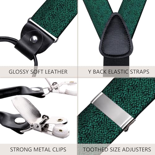 Image of Dubulle Suspender and Bow Tie for Men Paisley Solid Mens Suit Braces Pretied Bowtie and Handkerchief Cufflinks Formal Wedding