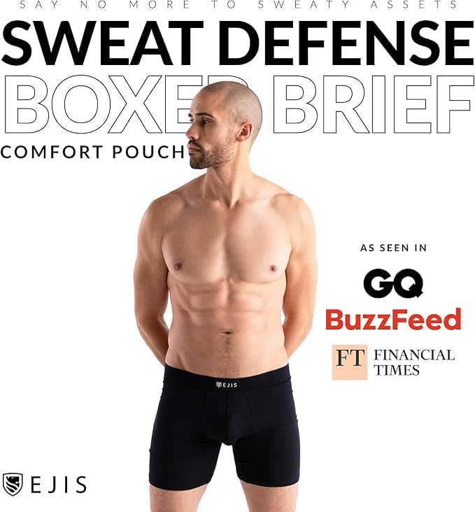 Ejis Mens Sweatproof Boxer Briefs Modal Pouch Underwear with Sweat Pads | Silver-treated to fight odor Aluminum-free alternative product thumbnail 7