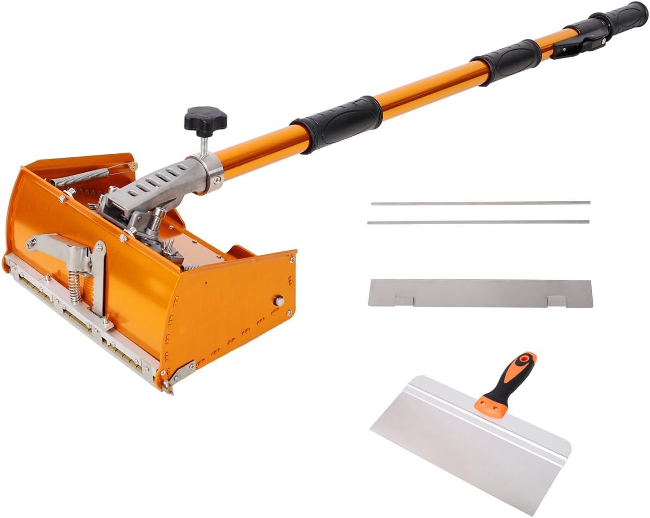Adjustable Drywall Finishing Tool Plaster Box, With Extendable Handel, With 1PC Mudguard, 2PCS Stainless Steel Blade, 1PC 12inch Metal Putty Scraper, for Plasterboard Wallboard Sheetrock