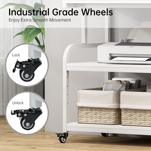 Image of Fannova 32.3 inchx18.9 inchx32.1 inch Extra Large White Printer Stand with Storage