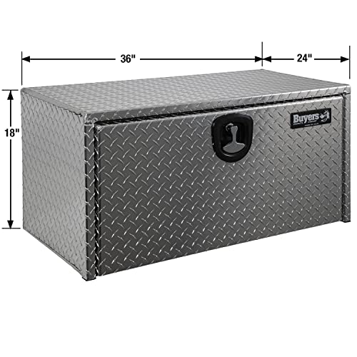 Image of Buyers Products 1705119 Diamond Tread Aluminum Underbody Truck Tool Box, 18 x 24 x 36, Made in USA, .100 in. Thick, Corrosion-Resistant, Locking Compression Latch, Secure Storage for Work Trucks