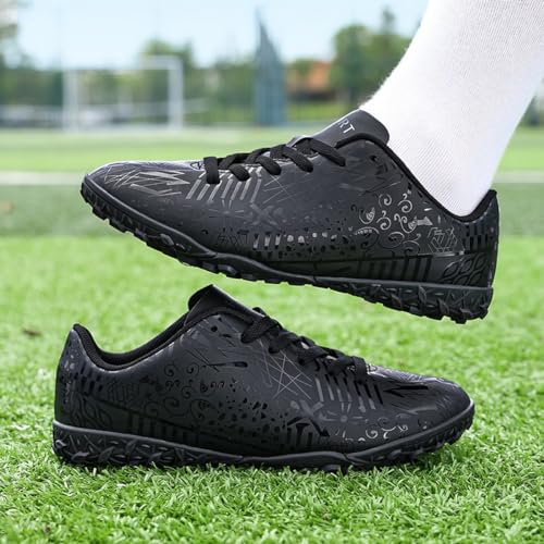 DHOVOR Men's Football Boots - Astro Turf, Low-Top, Athletic, Black, Size 8.5 UK - Image 3