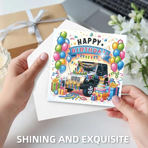 6pcs Diamond Art Birthday Cards, 5D Diamond Painting Cards with Envelopes, Handmade DIY Birthday Mosaic Making Kit for Thanksgiving Crafts Gift-A134 - Image 8
