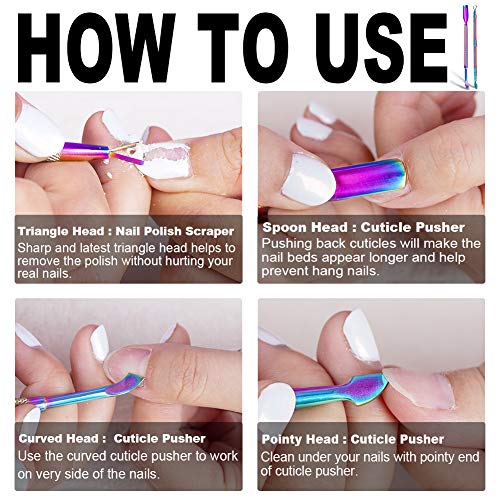 image for GA&EN 2PCS Metal Chameleon Cuticle Pusher and Cutter Remover Salon Qua