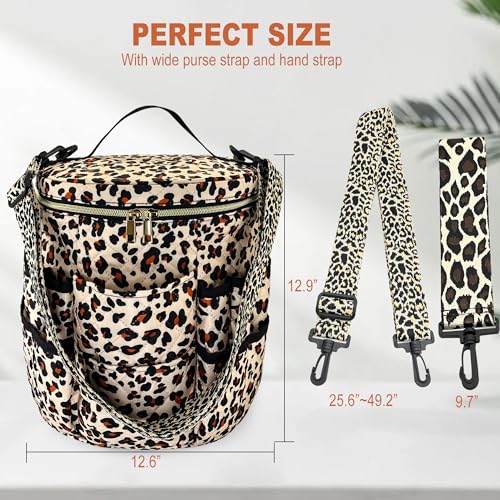 Image of Crochet Bag Storage for Yarn - Durable Knitting Project Organizer with Multiple Pockets Removable Strap - 26L Quilted Craft Tote for Hooks Needles and Accessories - Gift for Knitters and Crocheters