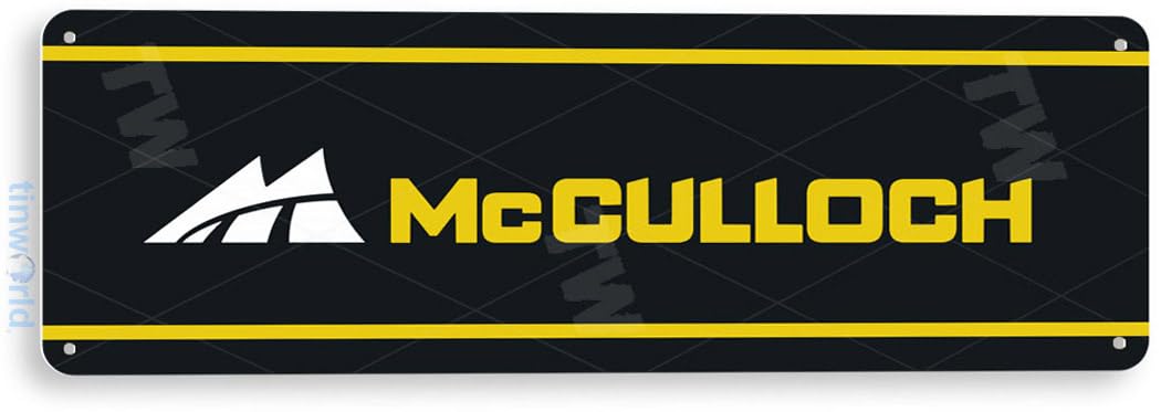 Insegna In Metallo Vintage Per Parete - McCulloch Chain Saws - Garage, Officina, Bar - 20,3x30,5 Cm - Srongmao - 3