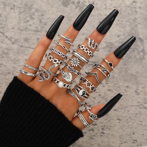 Image of YEEZII Gold Knuckle Ring Set for Women, Boho Stackable Finger Midi Rings