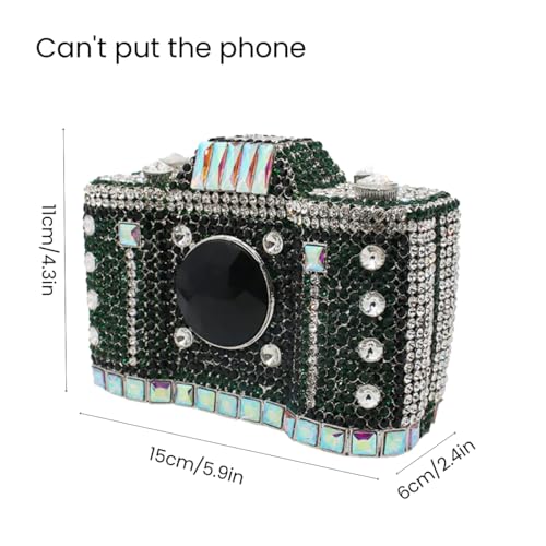 Image of UMREN Novelty Crystal Camera Shaped Clutch Purse for Women Sparkly Rhinestones Evening Clutch Bag Glitter Bridal Prom Handbag