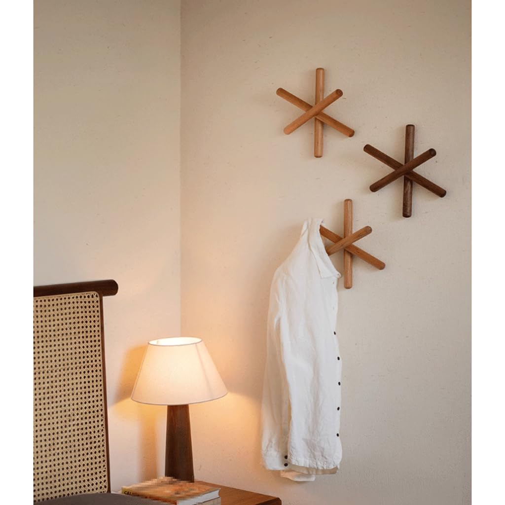 NOLLAM Attaccapanni Appendiabiti da parete in legno massello di noce/ciliegio, appendiabiti per cappelli, portachiavi per ingresso e organizer per appendiabiti, creativo, per corridoio Cucina