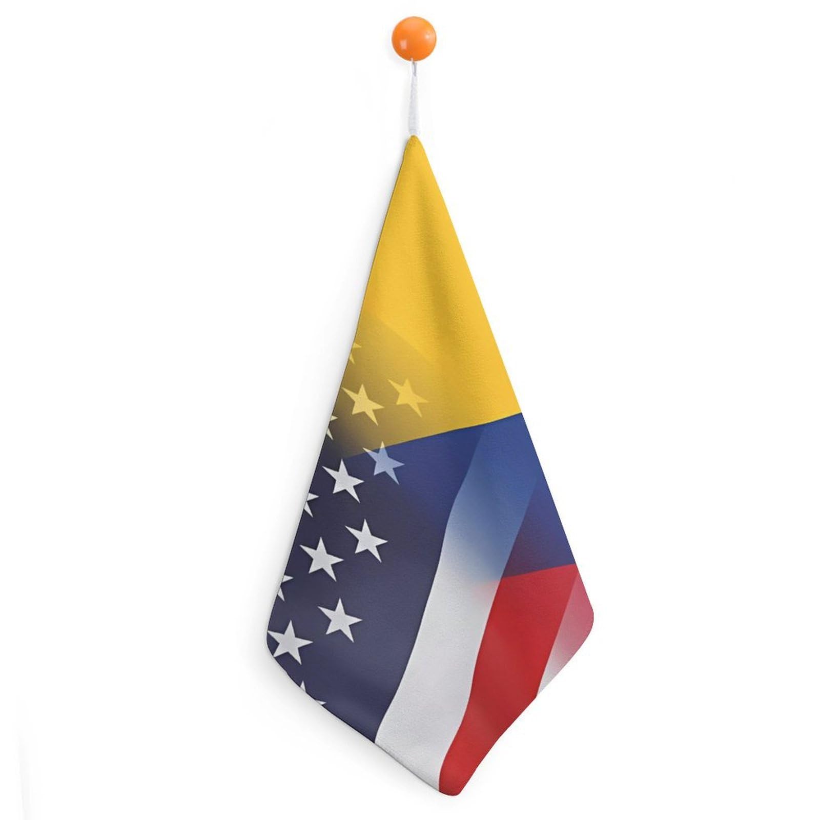 CGSBNGHA Colombia And U.S. of Flag Hand Towel Hanging Face Towels Cleaning Cloths Handkerchief for Bathroom Kitchen