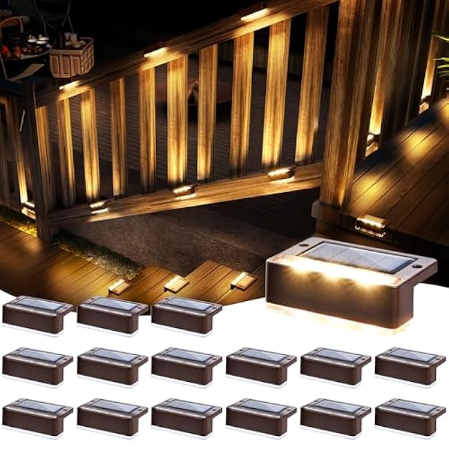 SOLPEX Solar Fence Lights Solar Deck Lights, Warm White, 16 Pack
