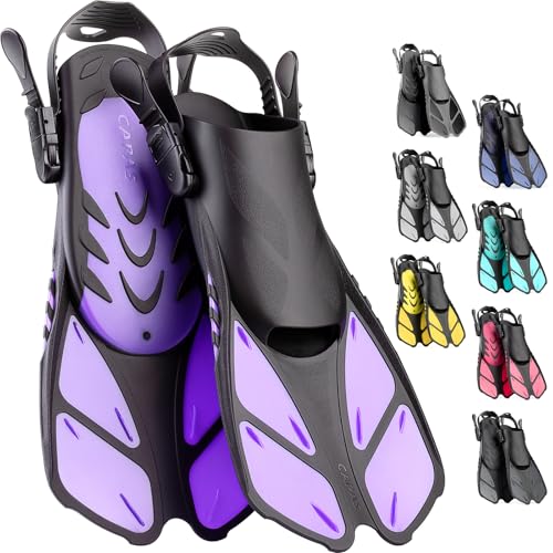CAPAS Snorkel Fins, Swim Fins Travel Size Short Adjustable for Snorkeling Diving Adult Men Women...