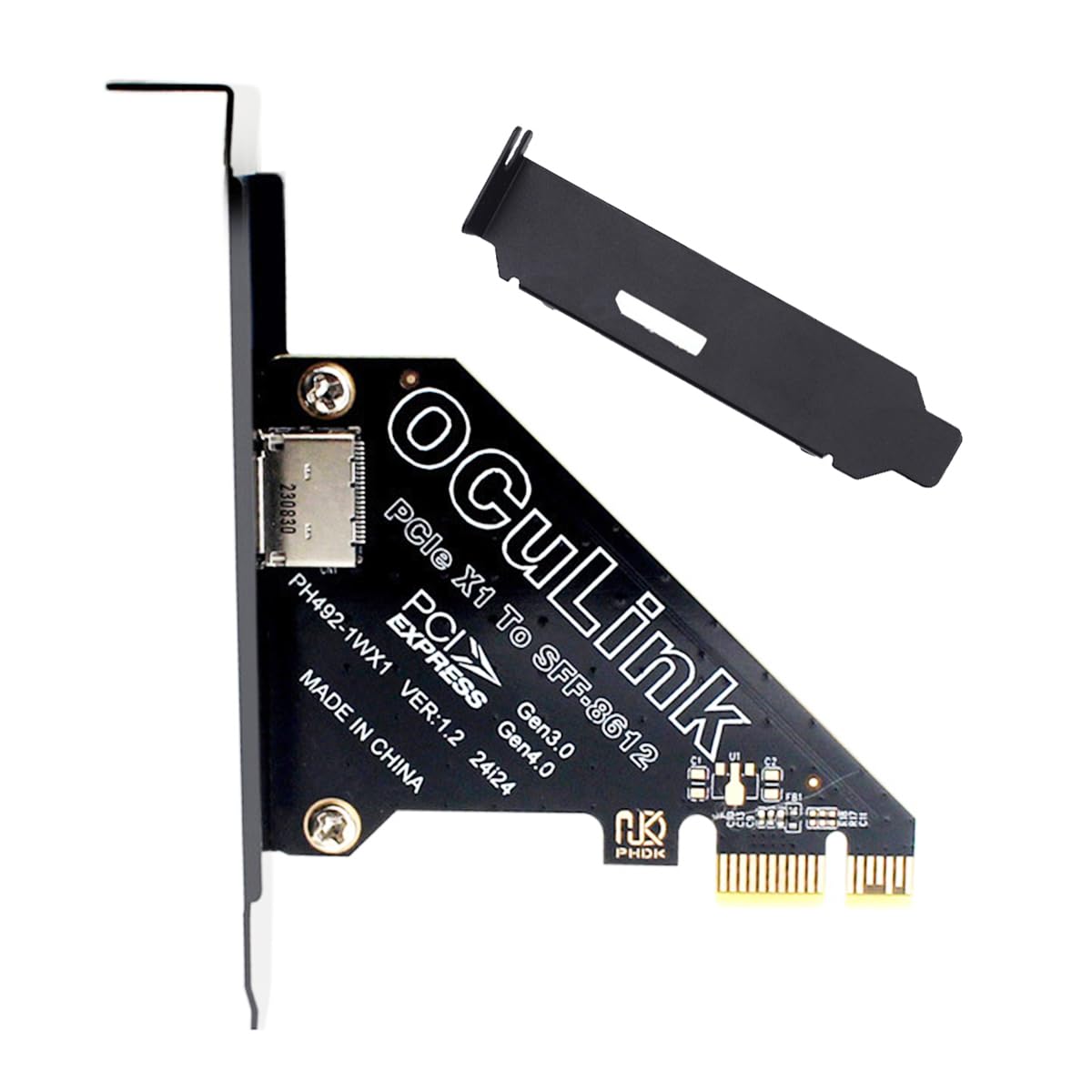 PCI-Express 4.0 PCIE 1x to Oculink Single Port SFF-8612 SFF-8611 Host Card for U.2 SSD eGPU External Graphics Card Dock