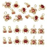 Sparkeads 12 colgantes de latón de cangrejo con circonita cúbica, bonitos dijes de cangrejo rojo, colgantes temáticos del océano para collares, aretes, pulseras, fabricación de joyas