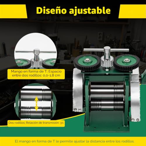 Miniatura 4 de Dopbent Máquina De Laminación Manual 3 En 1, Combinación Manual, Máquina Laminadora Para Joyas, Grosor Ajustable 0,01-18 Mm, Herramienta De Joyería Con Rollo De 85 Mm