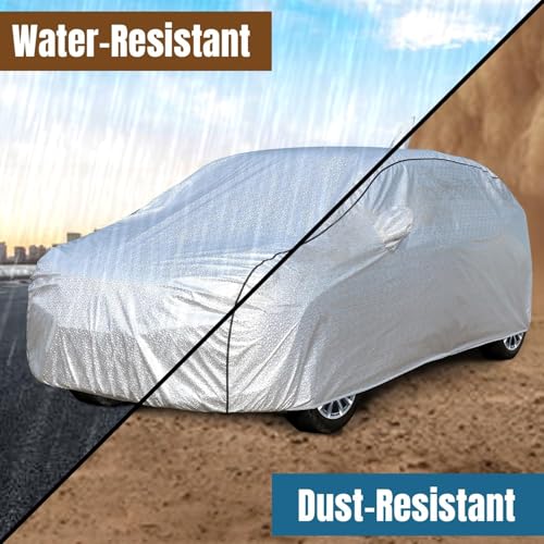 Image of Pivalo Car Cover for Grand i10 Nios All Model & Years (2019-2025) 100% Waterproof with Mirror Pockets, Triple Stitched Bottom Elastic Dustproof Full Body Protection (Heat & UV Resistant, Silver)