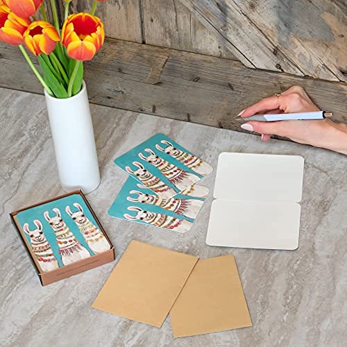 Image of Artisan Blank Note Cards by Studio Oh! - Eli Halpin Boho Llamas - Pack of 8 - 4.25 inch x 5.5 inch Printed Textured Art Paper Embellished with Foil Stamping Cards and Envelopes