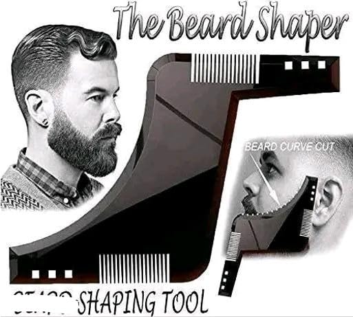 Image of Beard Shaping Tool with Comb, Black, Grooming Template Guide for Home and Salon Use