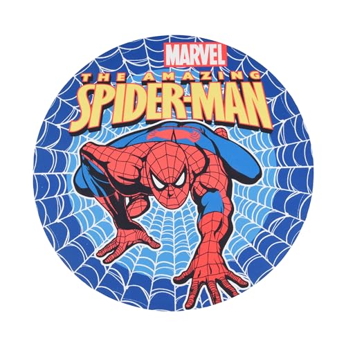 Image of Kuber Industries Round Marvel Spiderman Bathmat | Anti Skid Door Mat | Super Absorbent Bath Mat | Rubber Floor Mat for Home | Quick-Drying Non-Slip Floor Mat | HY026 | Blue