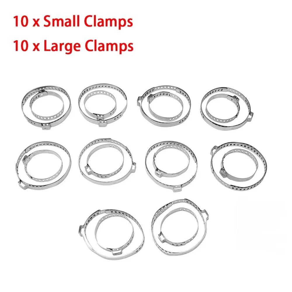 Jeu de joints-soufflets Lot de 20 colliers de serrage de soufflets de cardan en acier inoxydable durable pour voitures, réglables de 20 à 125 mm, universels