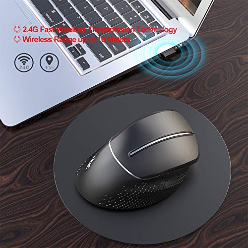 Andoer HXSJ T32 Mouse sem fio sem fio vertical sem fio de 2,4 GHz 6 teclas 3600DPI Mouse sem fio pro