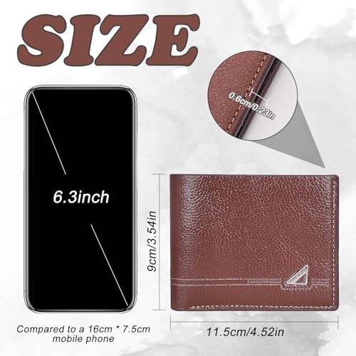 Mens Wallet, PU Leather Credit Card Holder Slim Wallet for Men and Boys, Portable Mens Bifold Wallet Men's Wallets With Multiple Card Slots for Cash, Credit Cards, Receipts (brown)2