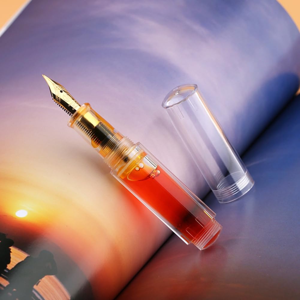 SweetSerenade Mini Stylo Plume Compte-Gouttes de Poche, Stylo à Encre D'Écriture, Plume F, Stylo à Encre Portable, Mini Stylo de Poche Transparent