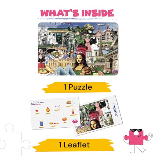 Image of 250 Pieces Paris City Theme Jigsaw Puzzle - Educational Brain Booster and Fun Puzzle for Adults & Kids, Includes Paris Landmarks Learning Leaflet, for Boys & Girls 7+