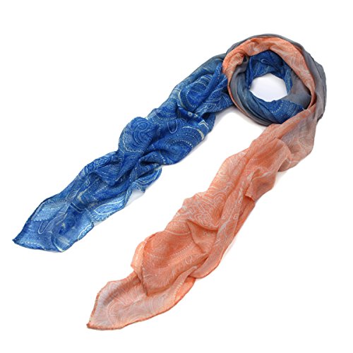 TrendsBlue Elegant Ombre Paisley Scarf Wrap2