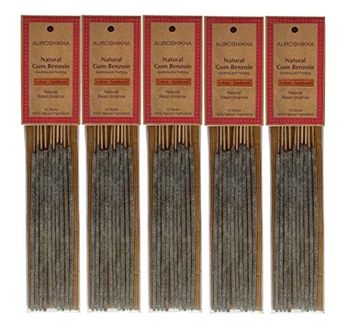 Natural Resin ~ Gum Benzoin ~ Loban - Sambrani Incense Sticks (5 Pack Total of 50 Sticks)