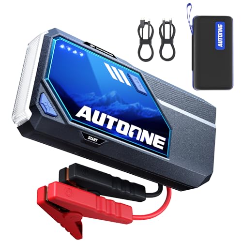 Image of AUTOONE M5 9000A Car Jump Starter 12V Battery Jumper Starter Portable (All Gas /All Diesel) 168W DC Jump Box for Car Battery with Built-in Booster, Type-C Fast Charge & Jumper Cables Jump Pack