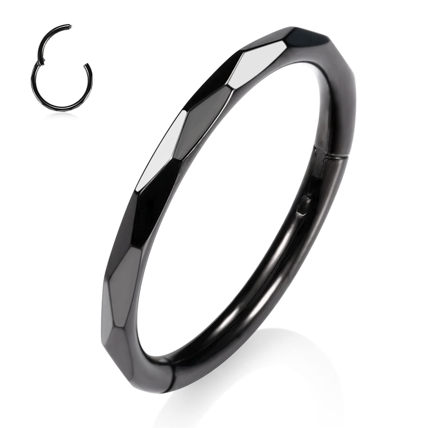 hengkaixuan CZ/Opal Nose Rings Conch Jewellery Septum Clicker 316L Surgical Steel Segment Ring Helix Cartilage Earrings Hoop Daith Tragus Rook Piercing Jewellery — view 7