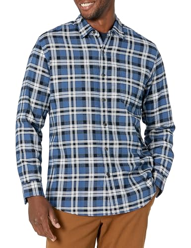 Image of Amazon Essentials Men's Regular Fit Long-Sleeve Flannel Shirt, Soft Brushed Cotton, Lightweight yet Warm