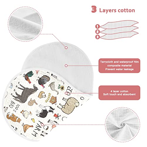 Kigai Farm Animals Muslin Baby Burp Cloths - Super Absorbent and Soft Burping Rags - Cotton Burp Clothes Set for Boys and Girls, 1 Pack4