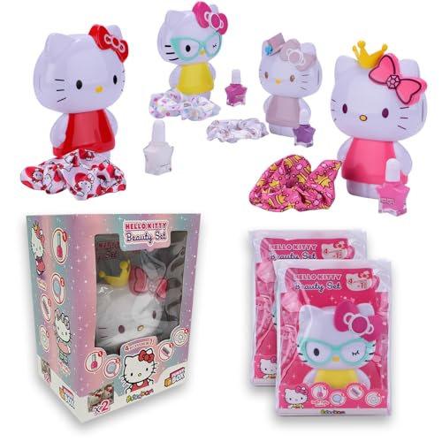 #sbabam FUNNY BOX Hello Kitty Beauty Set, Hello Kitty Gadget si Trasforma in Spazzola Bambina con Specchio, Scrunchies per Capelli, Smalto Unghie - 2 Pz, Giochi Bambina 6 Anni Femmina Limited Edition