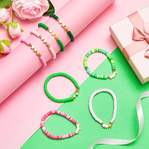 16 Pcs Green and Pink Friendship Bracelets Witch Party Favors Clay Beads Matching Bracelets Merch Gift Stuff for Princess Witch Birthday Party BFF Couples Gift Movie Fan Decor3