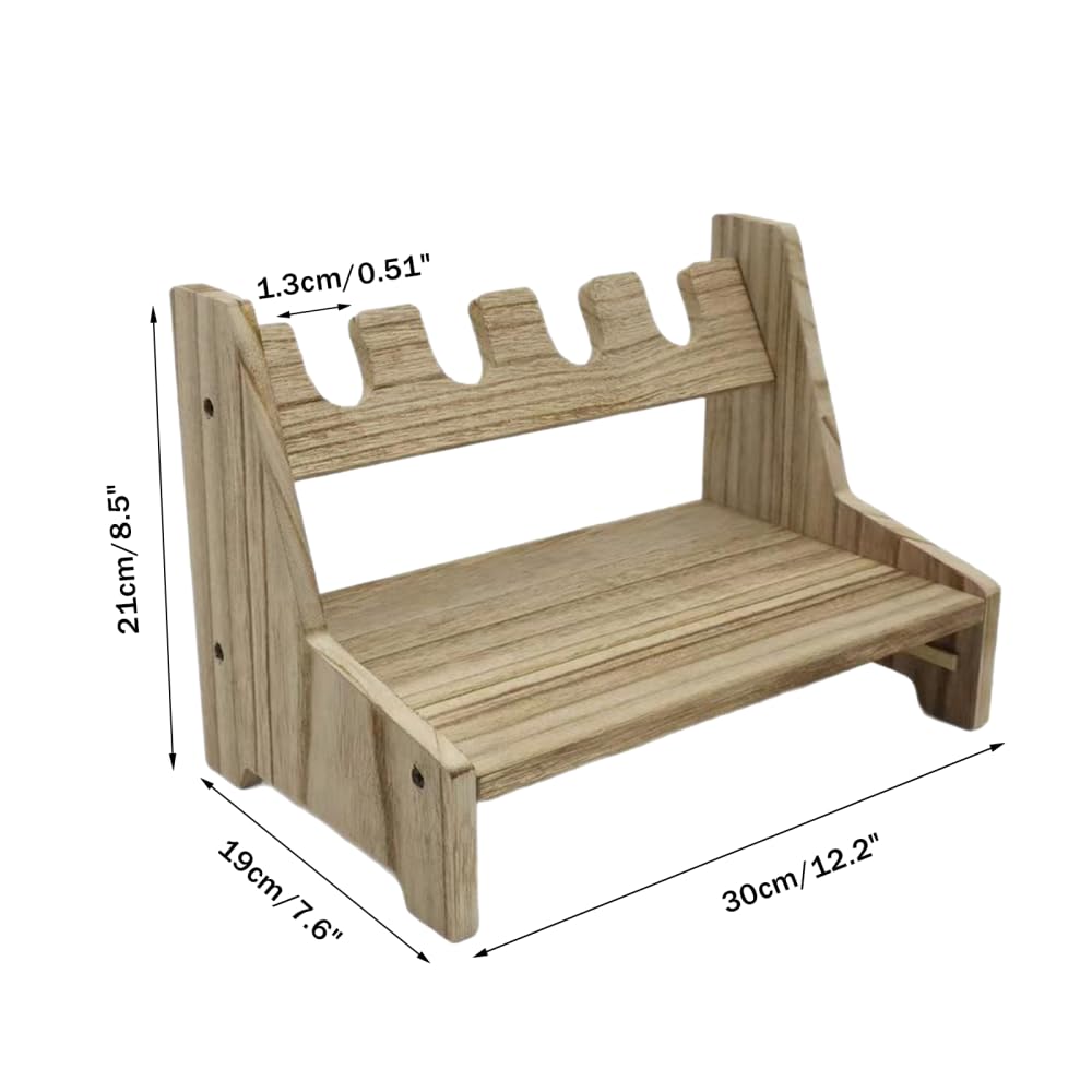 MiOYOOW Porta Pistola in Legno, Supporto per Pistole Contiene da 4 a 6 per Esposizione, Espositore per Pistola per Maggior Parte delle Pistole all'Interno