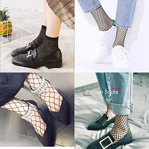 PENTA ANGEL 3 Pairs Women Black Lace Fishnet Socks Elastic Ankle High Dress Hollow Out Mesh Net Socks Tights for Summer Wear4